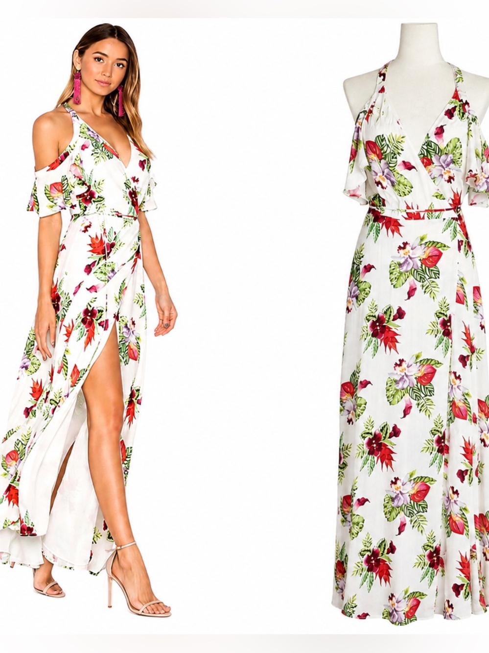 Privacy Please x Revolve Acme Floral Wrap Maxi Dress XS